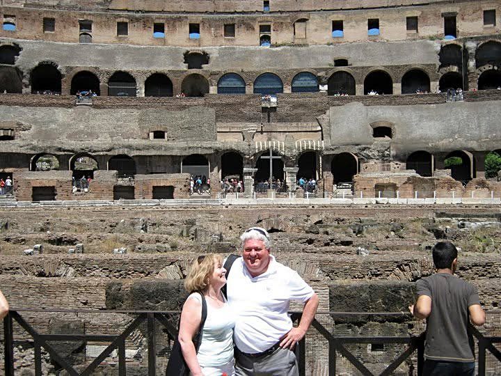 Ron and Annadeane inside the Colosseum in Rome